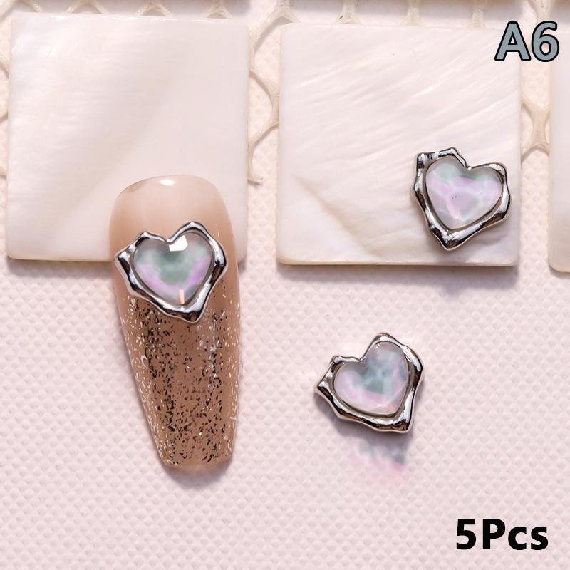 

5Pcs Luxury Alloy Love Heart Star Nail Art Rhinestone Charms Parts Jewelry Accessories Manicure Decor Nails Decoration Supplies A6