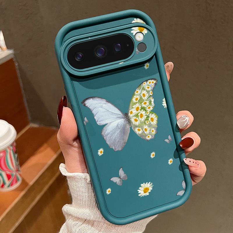Fresh Daisy Flower Butterfly Pattern Soft TPU Phone Case For Google Pixel 9 Pro XL 8 Pro 8A Lens Protection Matte Shockproof Bumper Cover