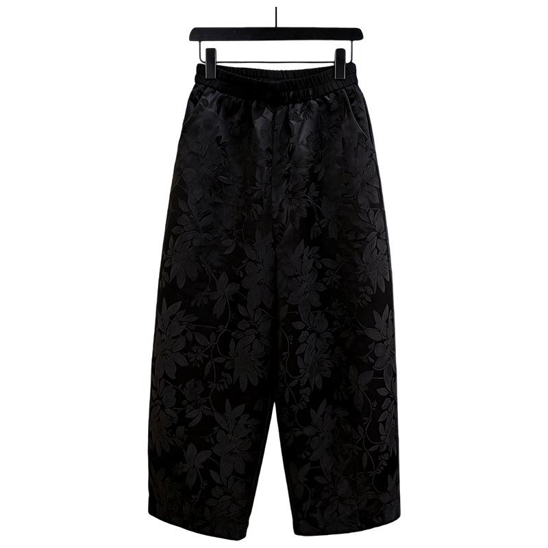 Spring 2026 Elegant Chinese Style Jacquard Wide-Leg Pants for Women