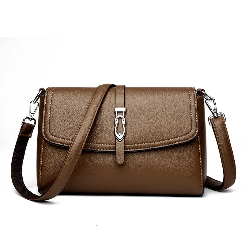New Retro Soft PU Leather Women Shoulder Underarm Bags Casual Solid Color Small Top-Handle Handbags Ladies Fashi Shoulder Bags