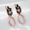 Fashion  Rose Gold Color Glossy Hollow Geometric Drop Earring For Women Shiny Black Natural Zircon Daily Fine Jewelry