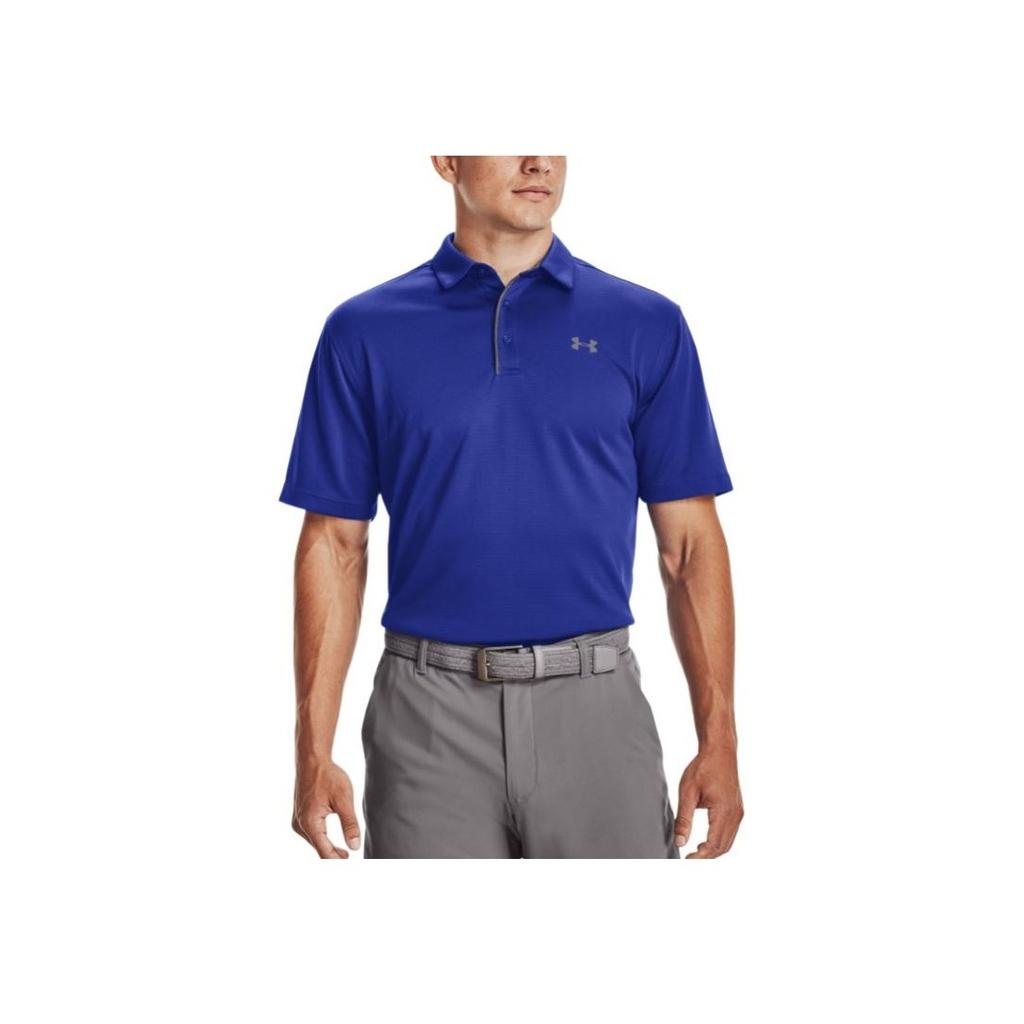 Under Armour Solid Fit Logo Print Short Sleeve Polo Shirt Men Tops Blue 1290140-400