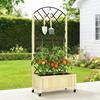 Raised Garden Bed with Metal Trellis, Wooden Elevated Planter Box with Lockable Wheels, Outdoor Raised Planter, Natural