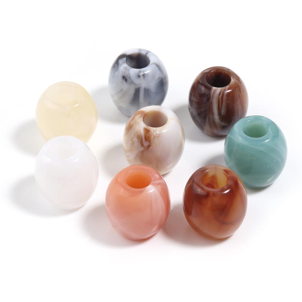 40pcs/lot Colored Barrel Shape Acrylic Beads Big Hole Loose Spaced Imitation Jade Beads For DIY Bracelet Bags Decor Accessories
