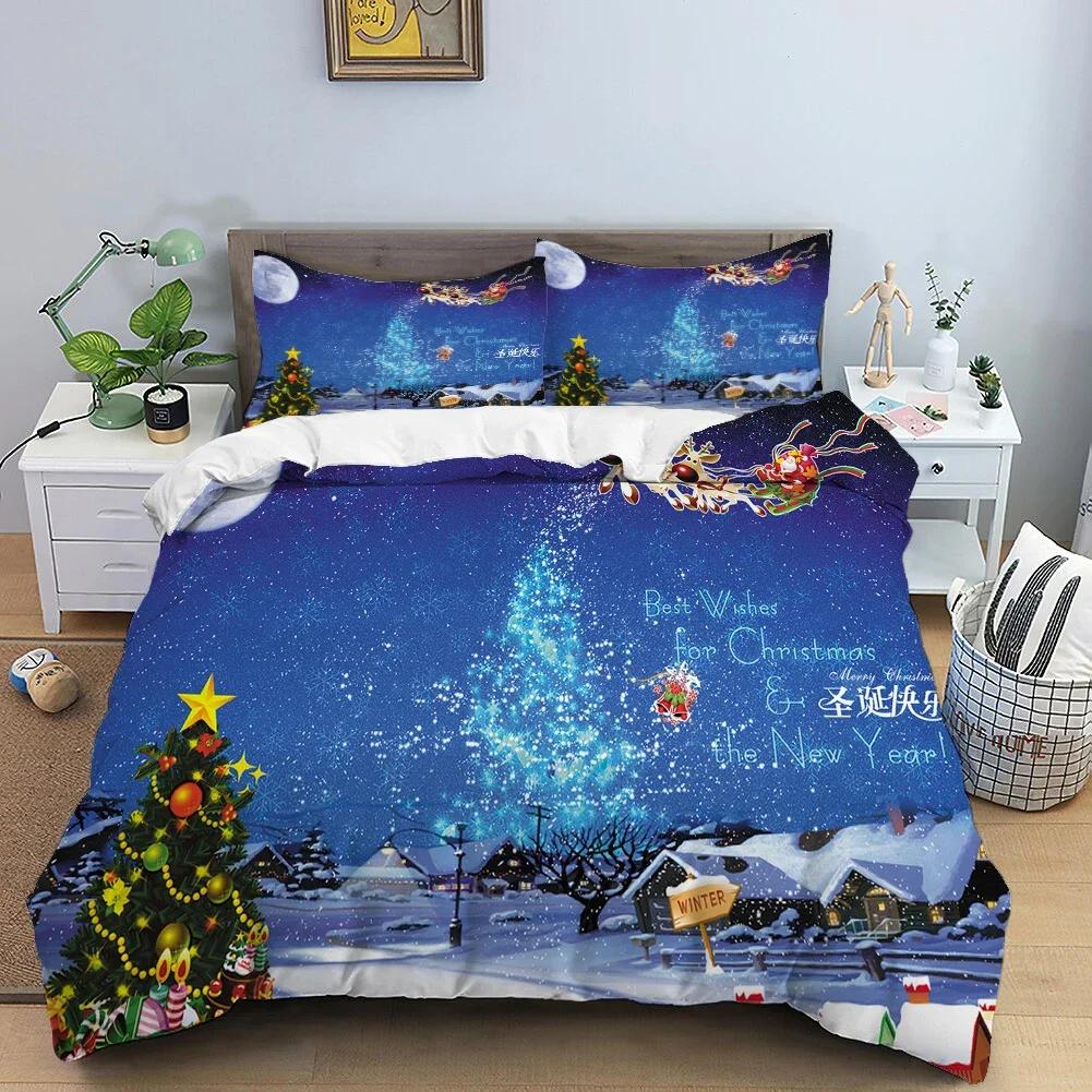 Christmas 3D Printing Digital Printing Bedding Set Duvet Cover Comforter Bed Single Twin Full King Queen Size Bedding Set Kids