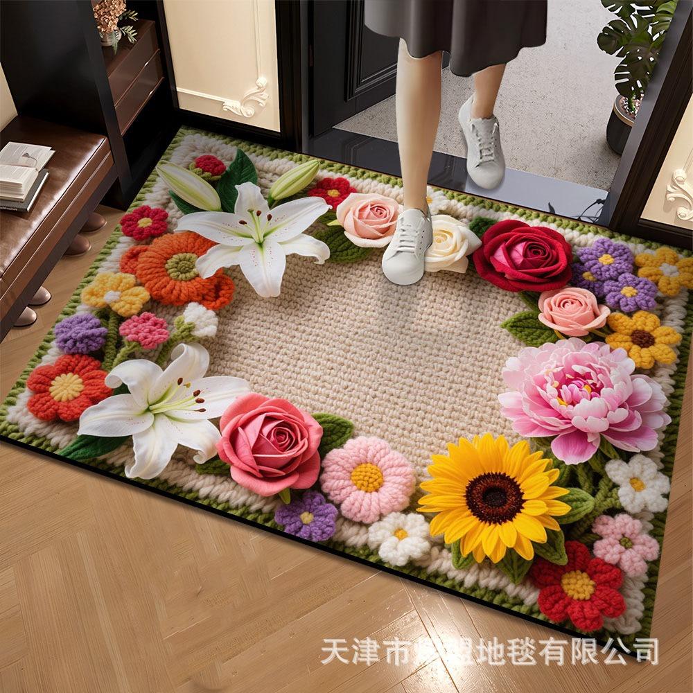 3D Flower Carpet Irregular Flower Shaped Water Absorbing Quick Drying Floor Mat Dirt Resistant and Wear-resistant Foot Mat