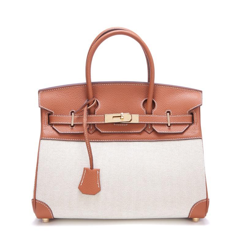New Cowhide Canvas Platinum Bag Leather Casual Splicing Contrasting Bag Large Capacity Portable Shoulder Messenger Bag