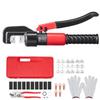 Hydraulic Crimping Tool with 9 Sets of Dies AWG12-2/0 Copper And Aluminum Terminal Battery Lug Crimper, with a Cutting Pliers, Gloves