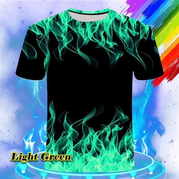 Fantastisk Herr 3D-tryckt Cool T-shirt Kortärm O-hals Casual Hipster Lös T-shirt Personlighet Visuell Låga