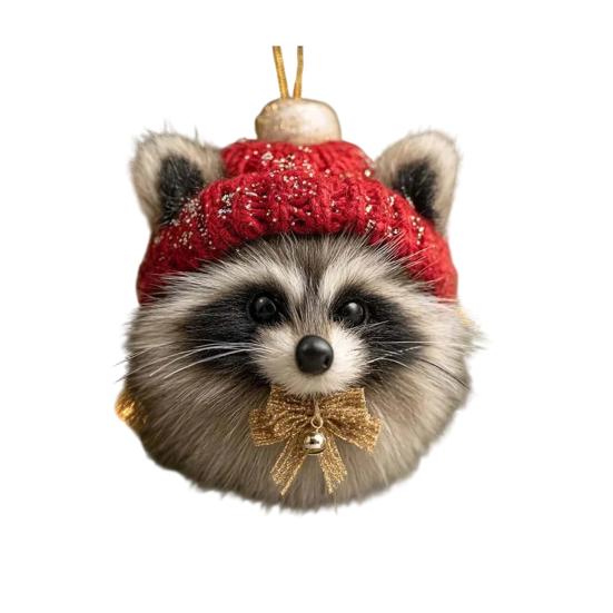 Winter Acrylic Cat Hanging Decoration Christmas Tree Knitted Hat Kitten Dog Rabbit Hedgehog Hanging Ornament Animal Pendant