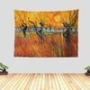 Bohemian Spring Landscape Tapestry Wall Hanging Art Print Rustic Floral Botanical Impressionist Home Decor for Living Room Bedro
