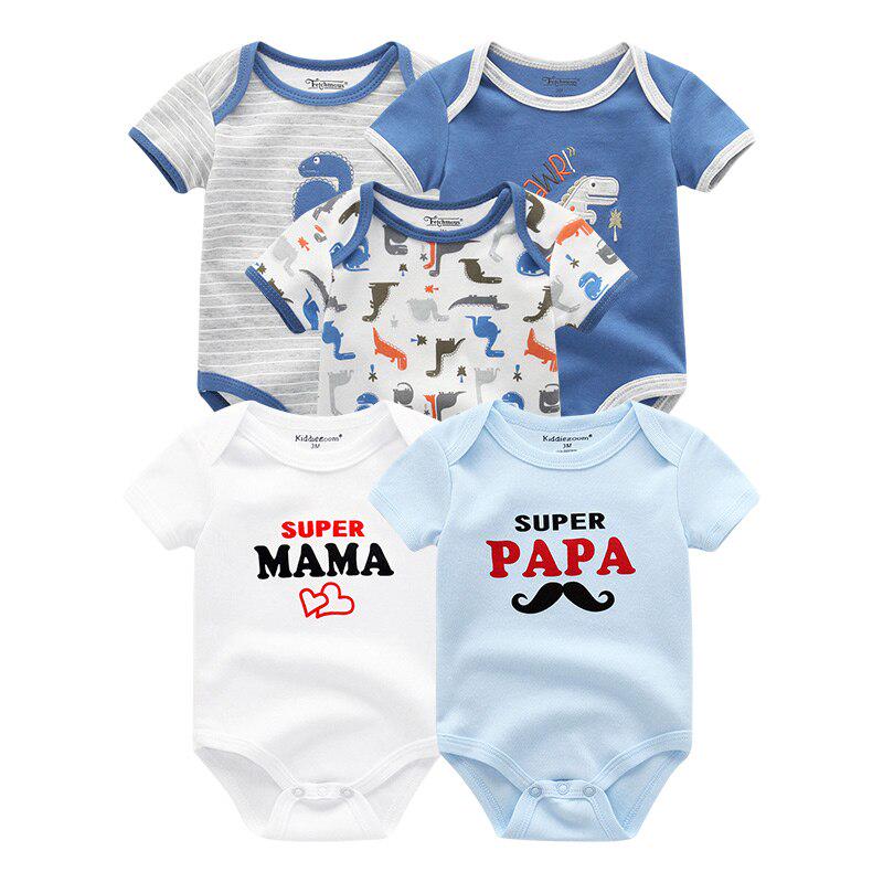 

5 шт./лот, боди для новорожденных, детская одежда с короткими рукавами, детские комбинезоны с круглым вырезом 3M