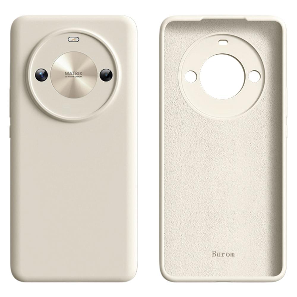 

For Honor X50 Pro 5G Case Precise Cutouts Liquid Silicone+PC Shockproof Phone Cover Antique White