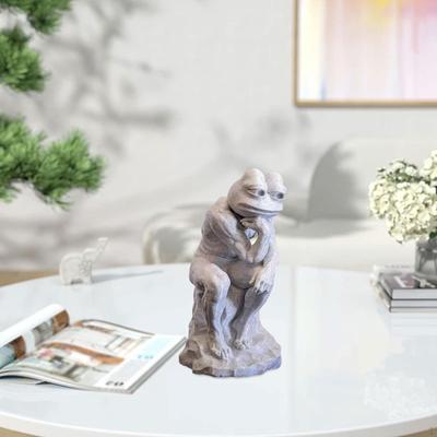 Thinking Frog Sculpture Thinker Statue Versatile Desk Decoration Ornament Figurine for Office