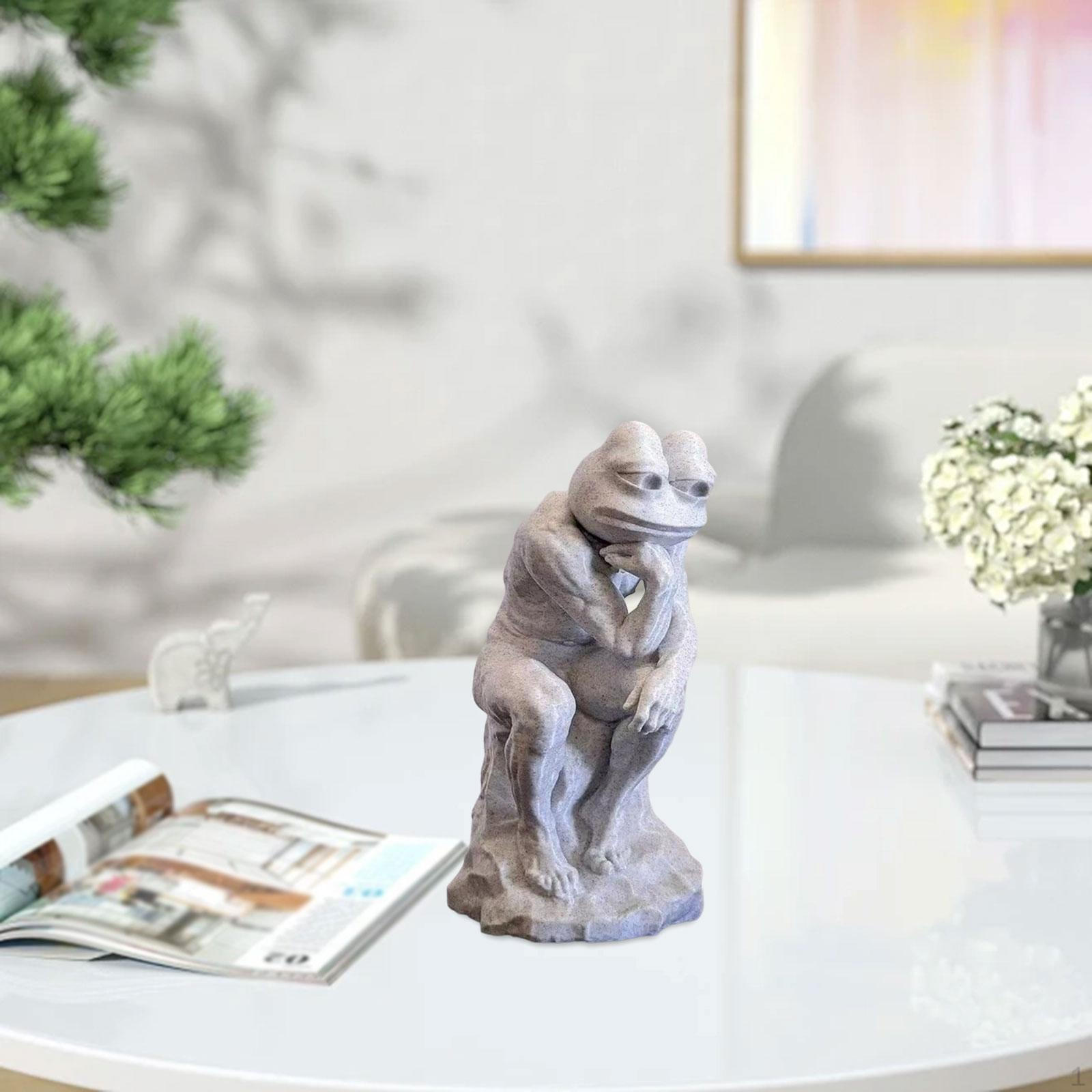 

Thinking Frog Sculpture Thinker Statue Versatile Desk Decoration Ornament Figurine for Office