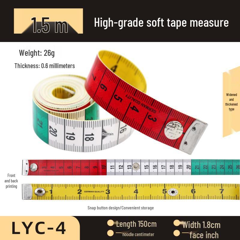PVC Fiberglass Soft Tape Measure - 1.5m, 2m, 3m Tailor's Measuring Tape