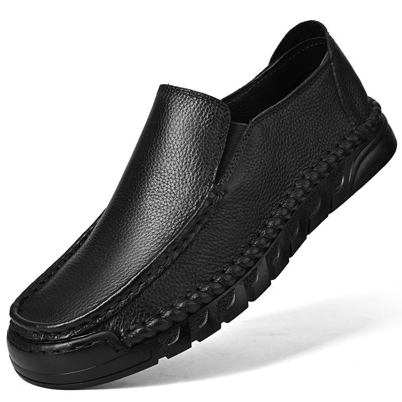Large Size Doudou Shoes Men'S One-Pedal Loafers Men'S Soft Leather Soft-Soled Lazy Casual Driving Shoes