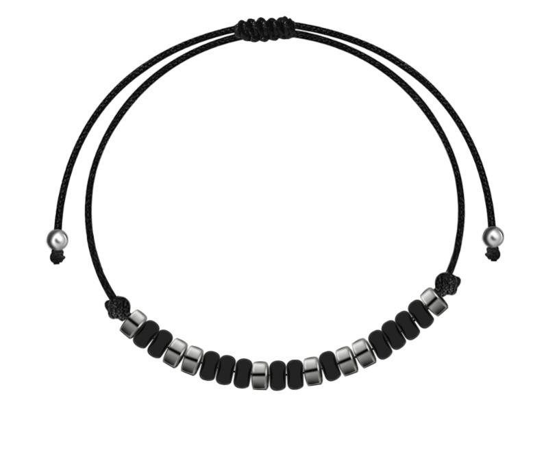 Tiger's Eye Morse Code Bracelet Unisex Black Iron Stone Separator Rope Weaving Obsidian Morse Code Bracelet