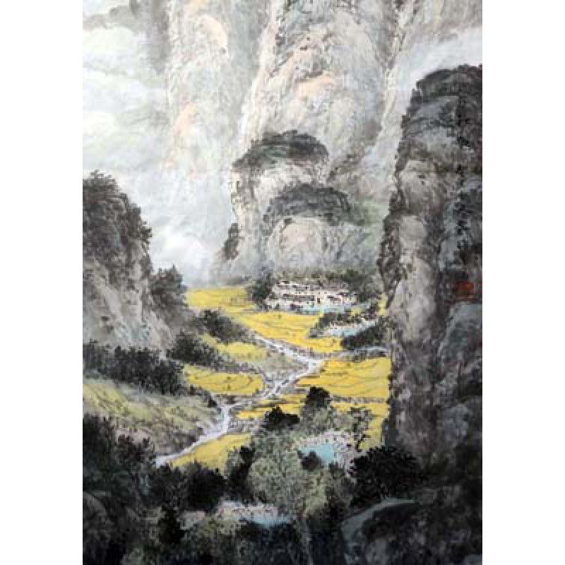 Chinese Landscape Art Poster with Free Shipping - Decorative Kraft Paper Framed Wall Painting