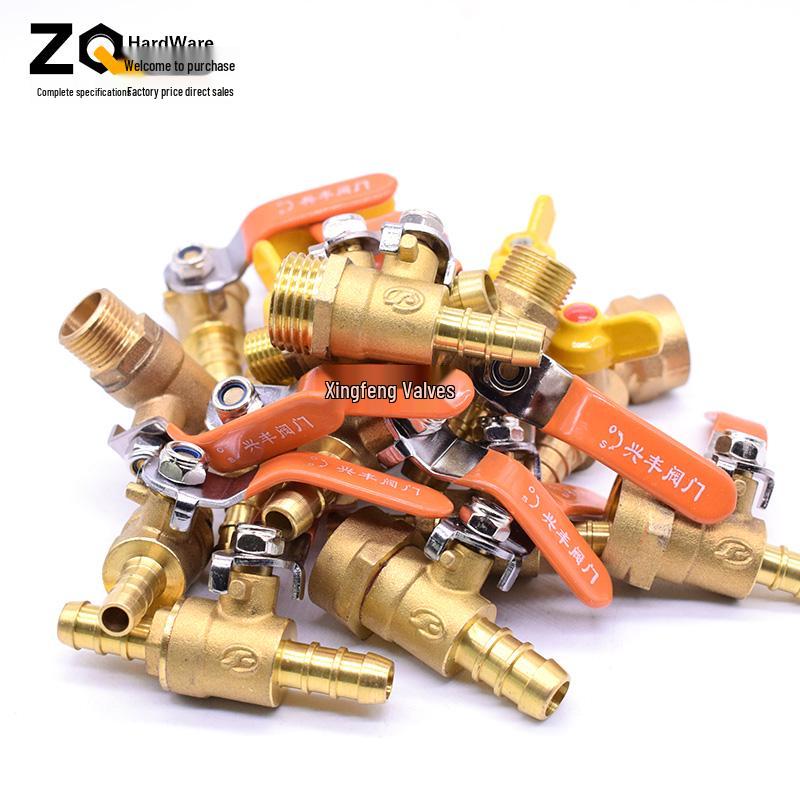 Xingfeng Copper Gas Valve with Plug & Hose Barb - Available In 1/2", 3/8", 1/4" Sizes for 8mm, 10mm, 12mm