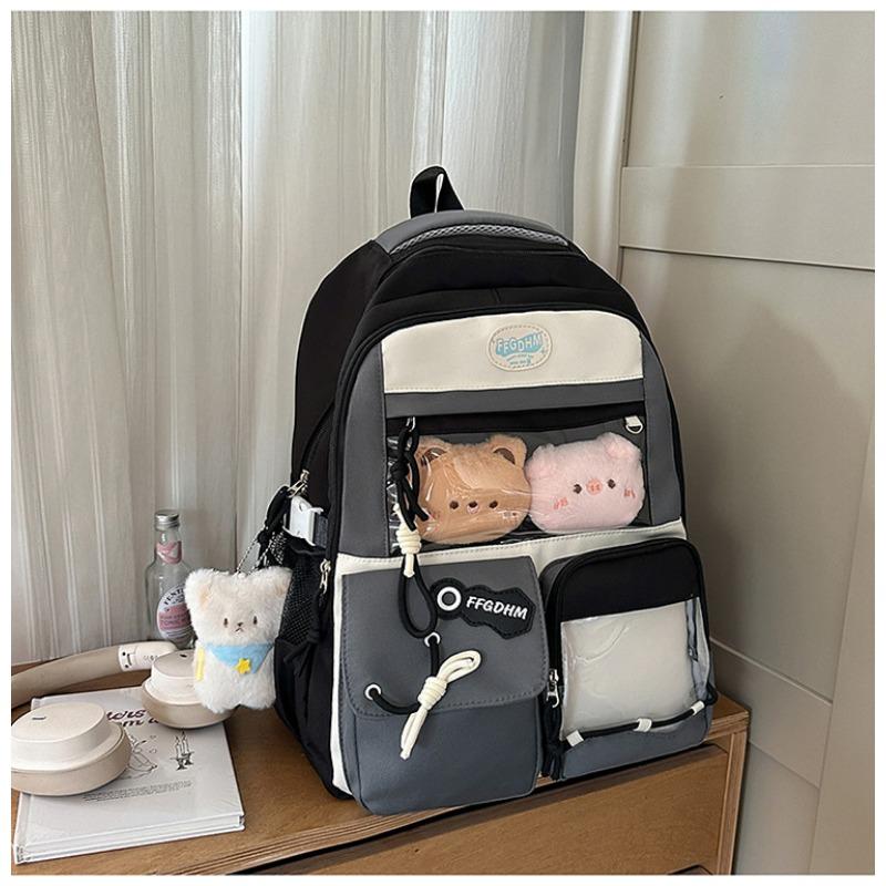 School bag new high-value college style fresh and sweet backpack junior high school students contrasting color splicing bar backpack