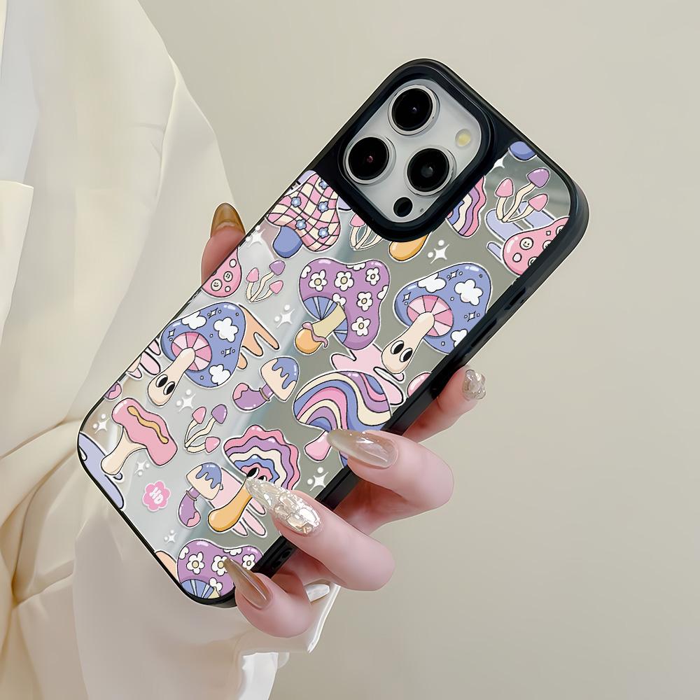 Mirror Phone Case for iPhone 15 11 13 14 for 15 16 Pro Max 12 13 16 Pro Cloud Flower and Animal Cute Style Phone Case