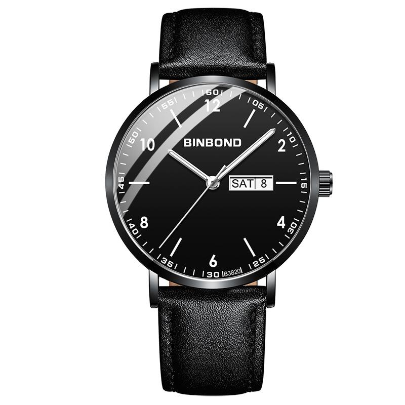 BINBOND Luxury Quartz Wristwatches For Men Luminous Waterproof Week Display Auto Date Men's Watch Stainless Steel Reloj