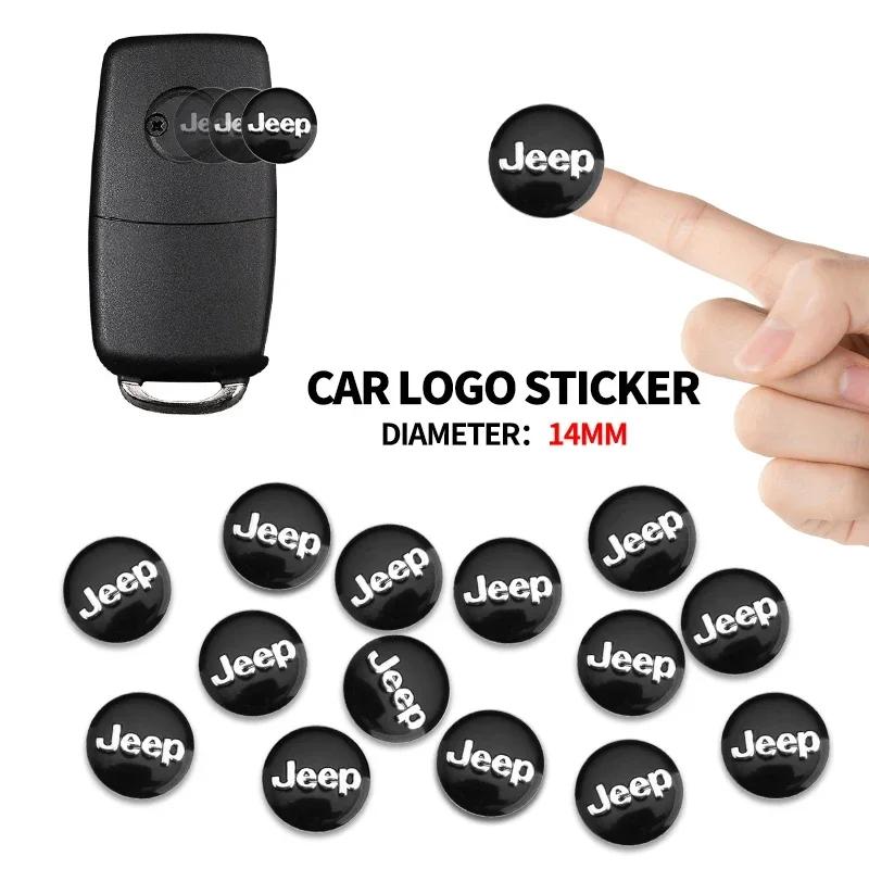 14mm Car Key Emblem Stickers Auto Door Keyhole Logo Decals For Jeep Renegade Compass Wrangler JK Patriot Grand Cherokee Rubicon AKU1