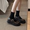 [Ushilai] French Mary Jane Small Leather Shoes for Women's Winter 2025 New Thick-soled Japanese Shallow-mouth Loafers