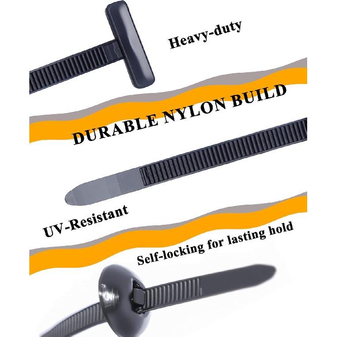50 PCS Nylon Universal Cable Tie Buckles For Car - Automotive Zipper Clips, Plastic Rivets, Grip Auto Zip Tie Buckles, DIY Snap-Fit Ziptie Bumper