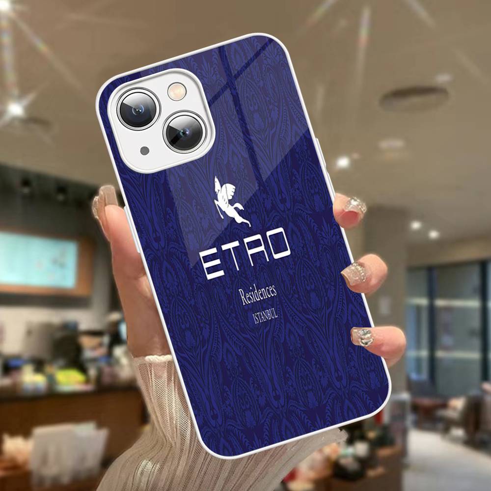 Classic Design E-Etro For IPhone 14 13 12 Mini 11 Pro XS Max X XR 14 Plus Tempered Glass Cover
