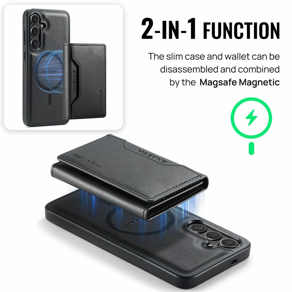 MAGKING K2 Series For Samsung Galaxy S25 FE Case Compatible with MagSafe PC+TPU+PU Phone Cover