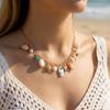 Boho Starfish Scallops Pendant Necklace for Women Ocean Seahorse Pearl Metal Chain Choker Beach Party Aesthetic Jewelry Gifts