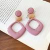 Silver needle retro Hong Kong style resin rhombus pendant earrings versatile fashion stud earrings femininity earrings design sense niche