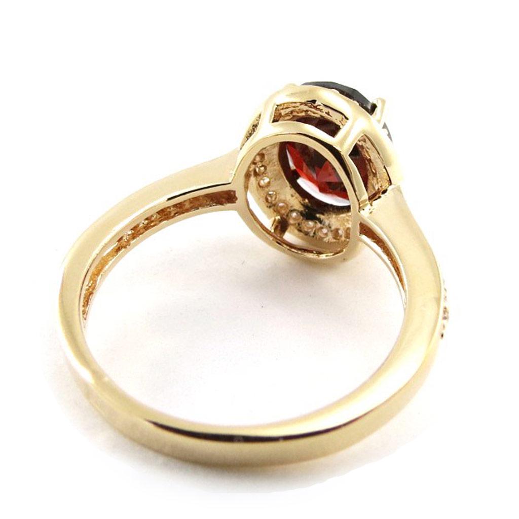Gold Plated Ring 'Victorina' Golden Garnet - 12x11 Mm