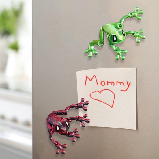 Movable Joints Frog Fridge Magnet 3D Printed Frog Fidget Toy Articulated Animal Model Figurine Magnetic Refrigerator Frog Decoration Ornament