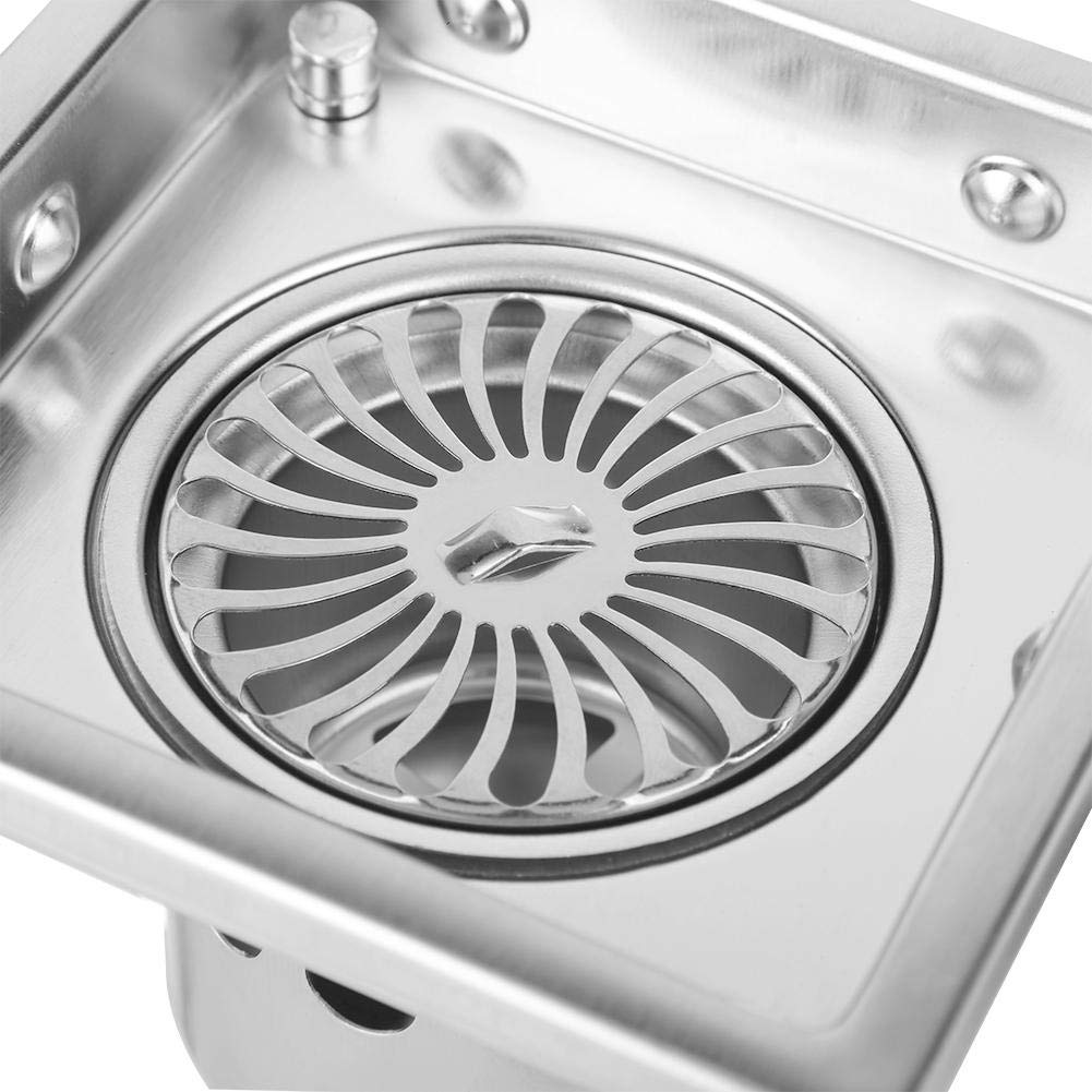 Floor Drain Drain Cover Shower Floor Drain Drain Filter Square Floor Drain Bath Drain Cover Stainless Steel Bathroom Washroom Garage Basement Odor