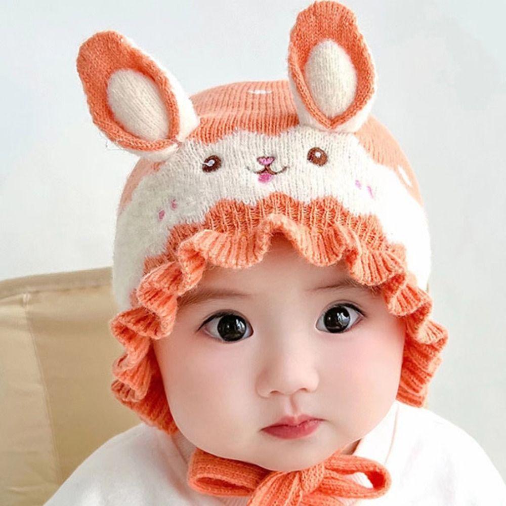 Warm Infant Beanie Hats Rabbit Ear Kids Pullover Cap Fashion Baby Knitted Hat Ear Protection