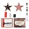 Patriotic Tiered Tray Decor Delicate Engraving Craft Solid Wood Farmhouse Patriotic Tray Decor for Home Table