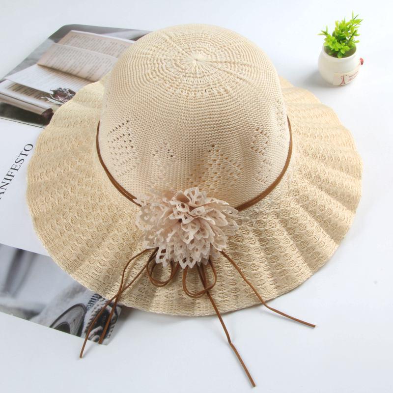 Women's Raffia Straw Sun Hat - Large Brim for Middle-Aged & Elderly