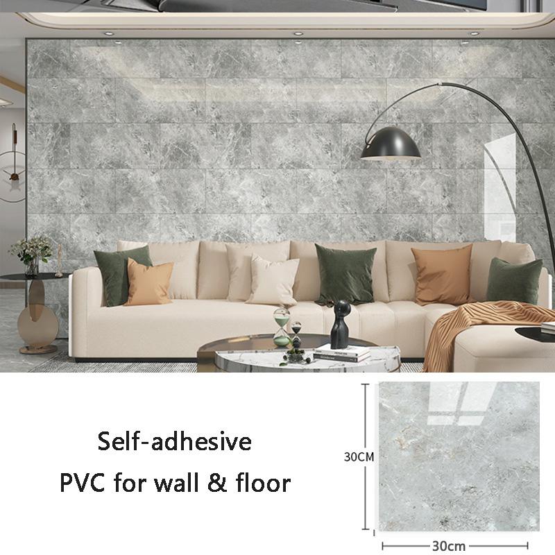 10pcs Wall Sticker PVC Imitation Ceramic Tile Wallpaper Waterproof Kitchen Bathroom Imitation Marble Renovation Background Decor