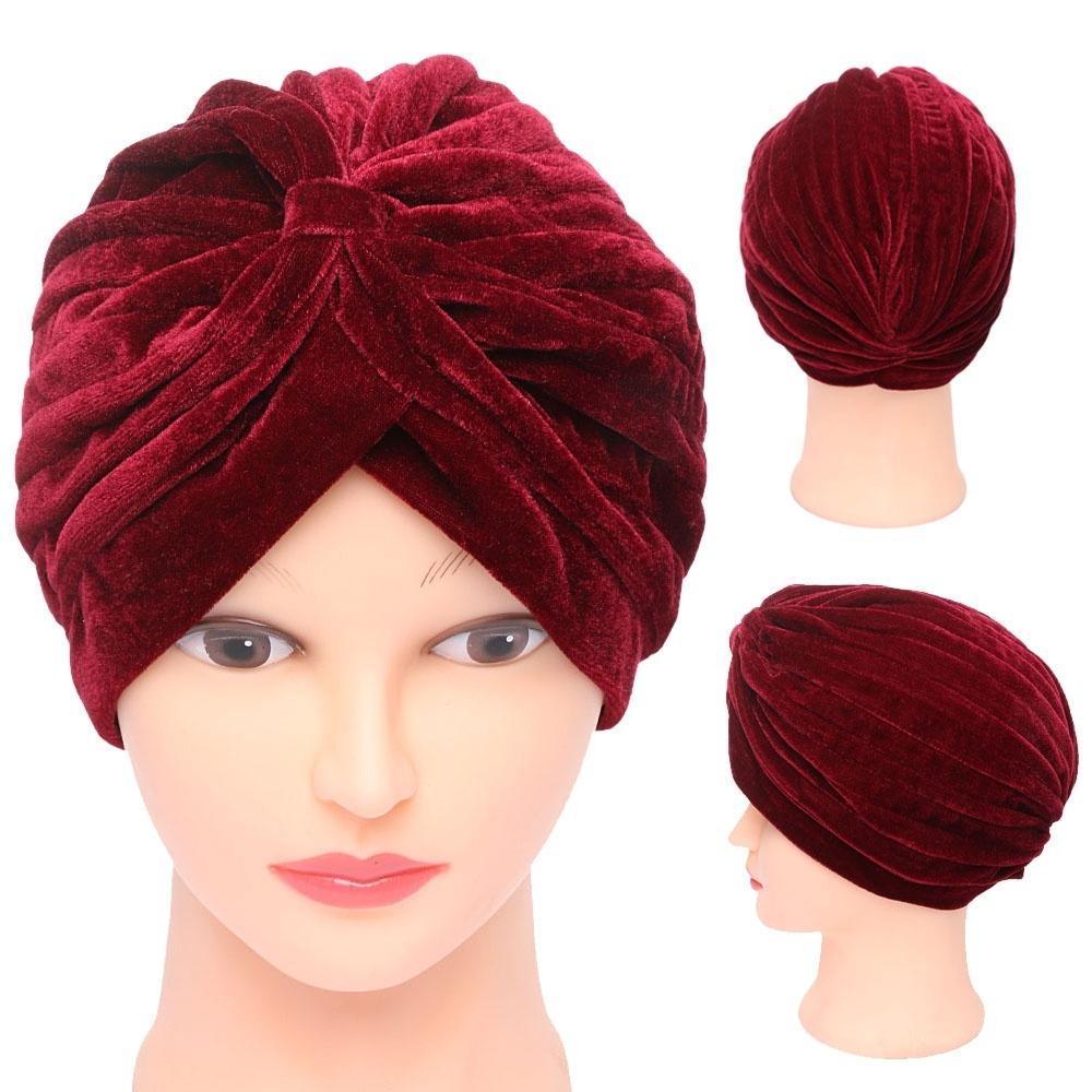 1 pezzo Moda Vogue Musulmano Fazzoletti in Velluto Dorato India Copricapo da Donna Cappello Caldo Berretto Nuovo