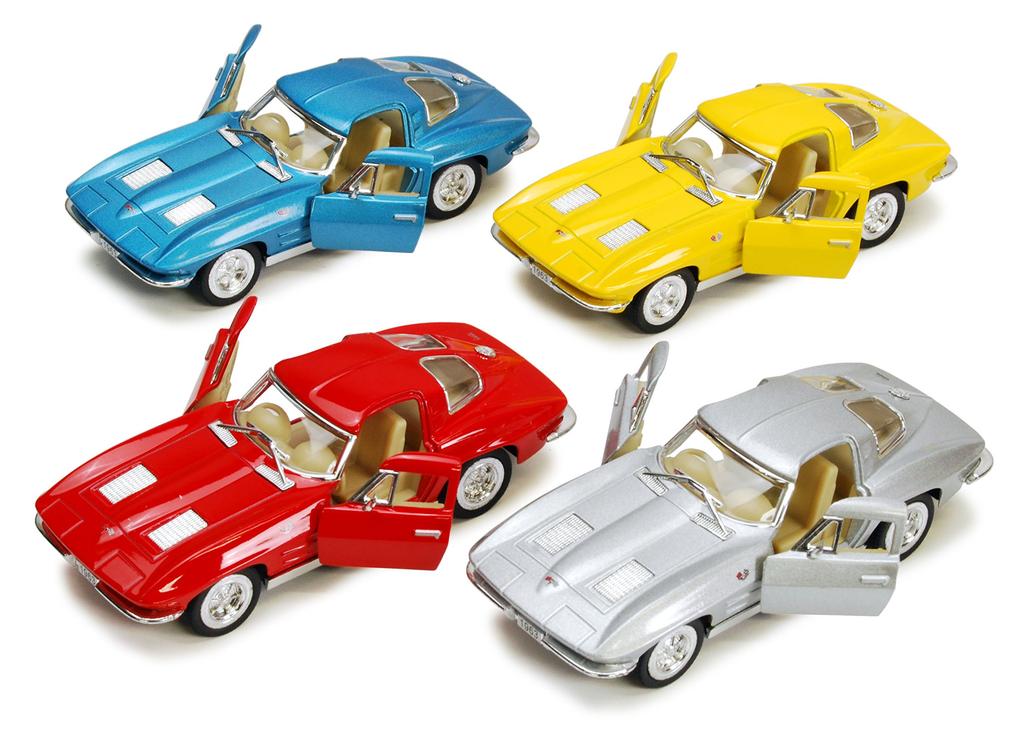 KiNSMART 1963 Chevrolet Corvette Stingray of 5358D Scale Diecast Toy Car (Set 4) - 1/36