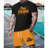 Summer New 3D Digital Printed Men's Suit Fashion Short Sleeve Shorts Suit Outdoor Street Men's Sports Shorts Summer Daily C