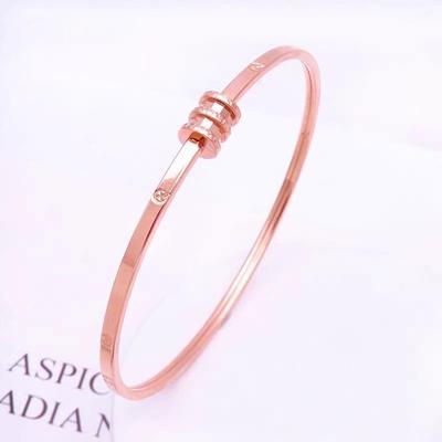 Small Waist Open-Plated Rose Gold Bracelet Women'S Purple Gold High-End Fashion Versatile Light Luxury Full Diamond Bracelet