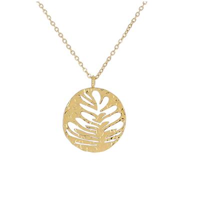 [R4437] - 'Cleopatra' Gold Steel Designer Necklace - 18 Mm (monstera)