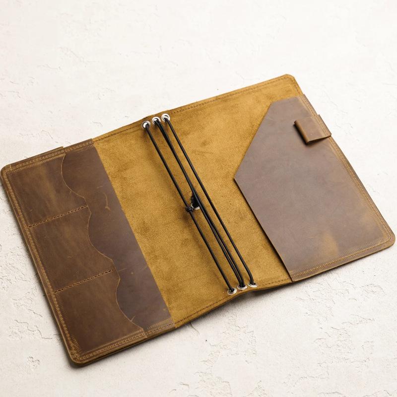 In Stock PU Leather Elastic Strap Retro A5 Detachable Large Capacity Planner Cover