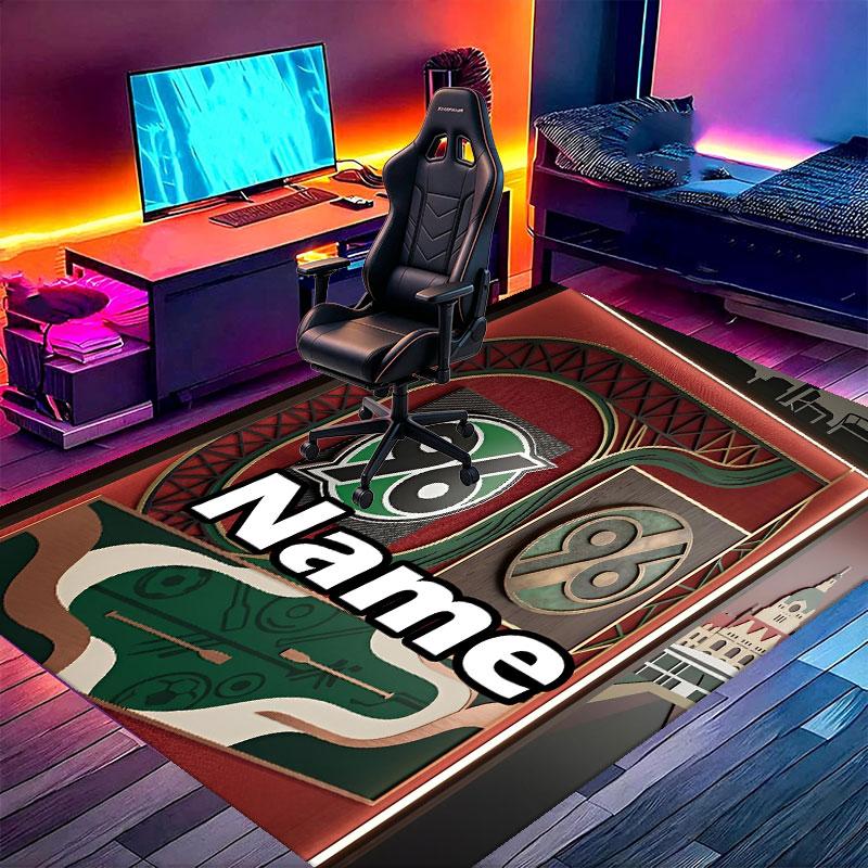 Custom Name Personalized Hannover 96 Football Print Carpet, Versatile Home Decor Rug, for Playroom, Apartment, Balcony, Entryway, Hallway Gift