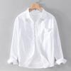 Men's Oxford Woven Long Sleeve Shirt Cotton Casual Simple Matching Solid Color Shirt Slim White Shirt Fashionable Men