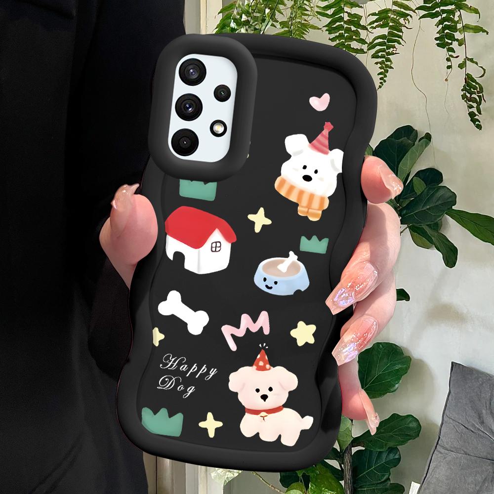 

Окрашенный узор Big Wave Edge Мягкий силиконовый материал Macaron чехол для телефона противоударный защитный резиновый чехол для Samsung Xiaomi Poco Redmi Xiaomi Poco C75 5G чёрный